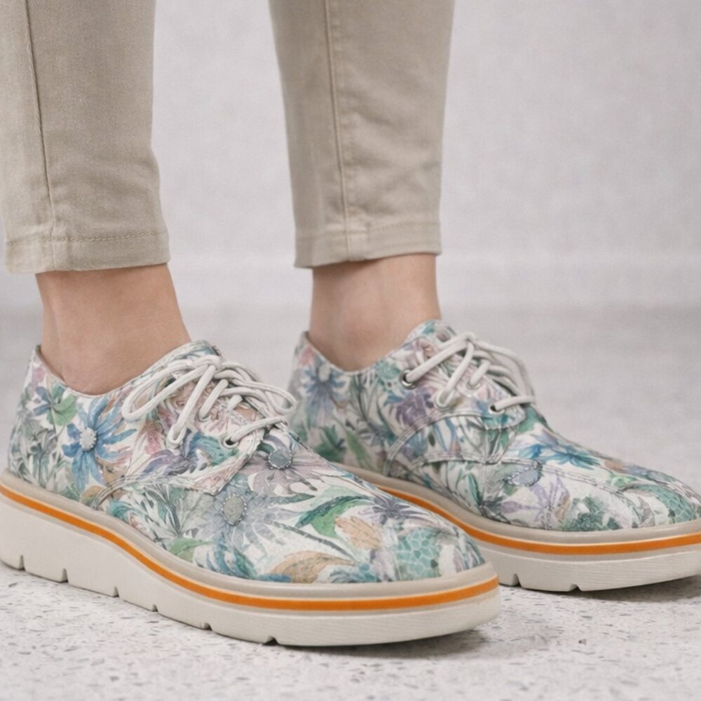 HISPANITAS Unisex Floral Palm Platform Leather Oxford Derby Shoes 10 W/8 M/41EU
